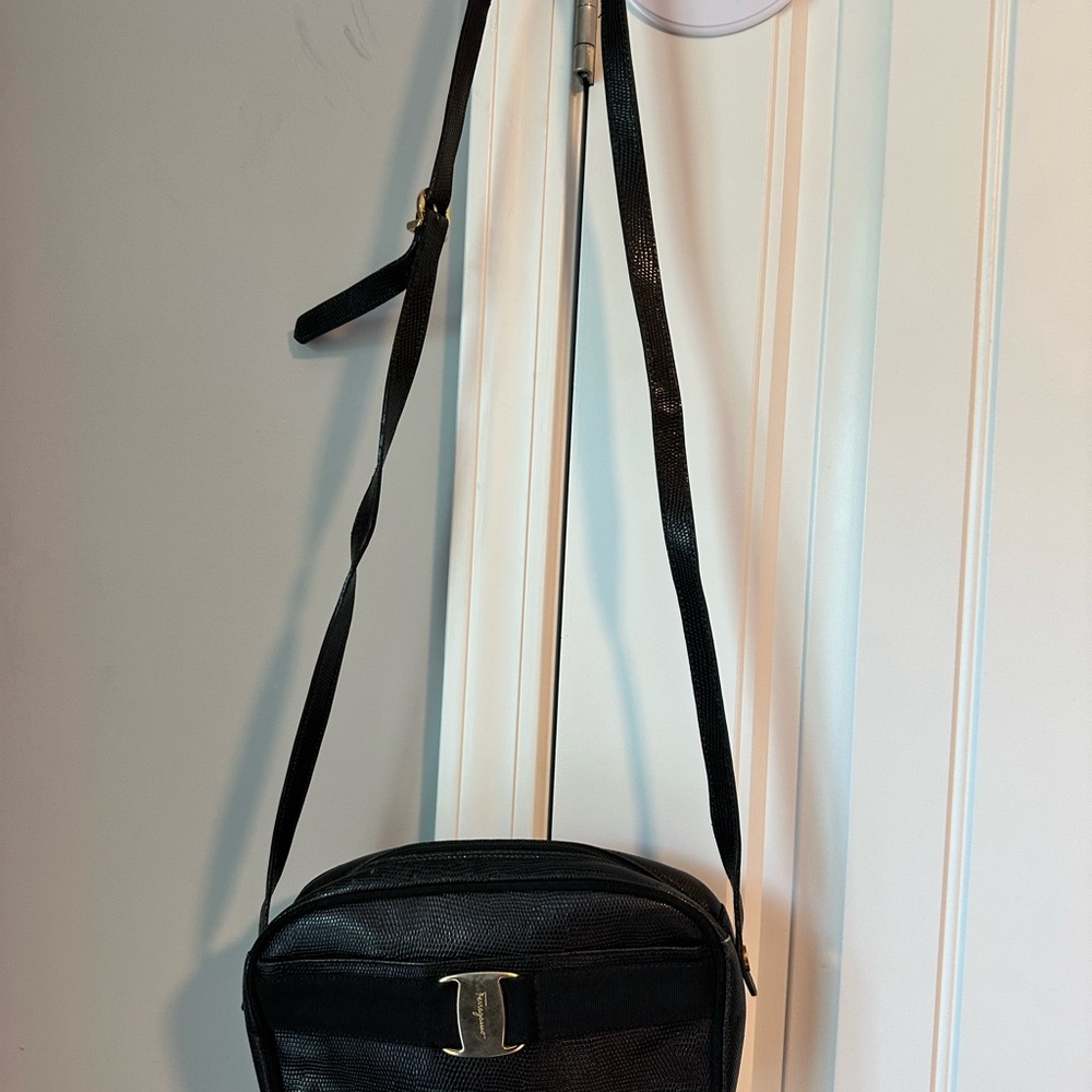 Ferragamo Vintage Black Leather Crossbody Bag